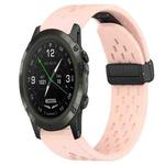 For Garmin D2 Delta PX 26mm Folding Buckle Hole Silicone Watch Band(Pink)