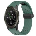 For Garmin D2 Delta PX 26mm Folding Buckle Hole Silicone Watch Band(Dark Green)