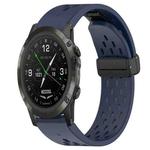For Garmin D2 Delta PX 26mm Folding Buckle Hole Silicone Watch Band(Midnight Blue)