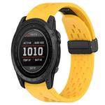 For Garmin Tactix 7 26mm Folding Buckle Hole Silicone Watch Band(Yellow)