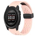 For Garmin Tactix 7 26mm Folding Buckle Hole Silicone Watch Band(Pink)