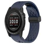 For Garmin Tactix 7 26mm Folding Buckle Hole Silicone Watch Band(Midnight Blue)