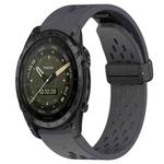 For Garmin Tactix 7 AMOLED 26mm Folding Buckle Hole Silicone Watch Band(Dark Gray)