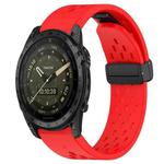 For Garmin Tactix 7 AMOLED 26mm Folding Buckle Hole Silicone Watch Band(Red)