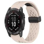 For Garmin Fenix 7X Pro 51mm Hole Folding Buckle 26mm Silicone Watch Band(Starlight Color)