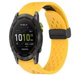 For Garmin Enduro 2 26mm Folding Buckle Hole Silicone Watch Band(Yellow)