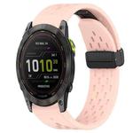For Garmin Enduro 2 26mm Folding Buckle Hole Silicone Watch Band(Pink)