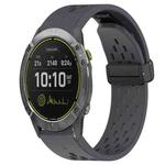 For Garmin Enduro 26mm Folding Buckle Hole Silicone Watch Band(Dark Gray)