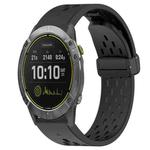 For Garmin Enduro 26mm Folding Buckle Hole Silicone Watch Band(Black)