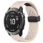 For Garmin Fenix 6X Pro 26mm Folding Buckle Hole Silicone Watch Band(Starlight Color)