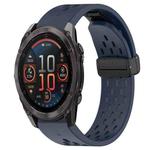 For Garmin Fenix 8 AMOLED 51mm Hole Folding Buckle 26mm Silicone Watch Band(Midnight Blue)