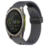 For Garmin Fenix 8 MIP 51mm Hole Folding Buckle 26mm Silicone Watch Band(Dark Gray)