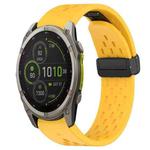 For Garmin Fenix 8 MIP 51mm Hole Folding Buckle 26mm Silicone Watch Band(Yellow)