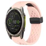 For Garmin Fenix 8 MIP 51mm Hole Folding Buckle 26mm Silicone Watch Band(Pink)