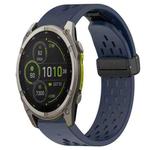 For Garmin Fenix 8 MIP 51mm Hole Folding Buckle 26mm Silicone Watch Band(Midnight Blue)