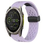 For Garmin Fenix 8 MIP 51mm Hole Folding Buckle 26mm Silicone Watch Band(Purple)