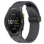 For Garmin Enduro 3 Hole Folding Buckle 26mm Silicone Watch Band(Dark Gray)