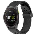 For Garmin Enduro 3 Hole Folding Buckle 26mm Silicone Watch Band(Black)