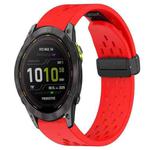 For Garmin Enduro 3 Hole Folding Buckle 26mm Silicone Watch Band(Red)