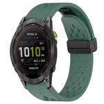 For Garmin Enduro 3 Hole Folding Buckle 26mm Silicone Watch Band(Dark Green)