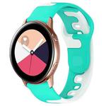 For Samsung Galaxy Watch Active 20mm Double Color Silicone Watch Band(Cyan+White)