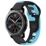 For Samsung Gear S3 Classic / Frontier 22mm Double Color Silicone Watch Band(Black+Blue)