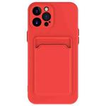 For iPhone 15 Pro Skin Feel Card Contrast Color Button TPU Phone Case(Red)