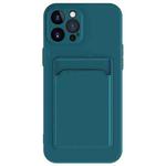 For iPhone 15 Pro Skin Feel Card Contrast Color Button TPU Phone Case(Dark Green)