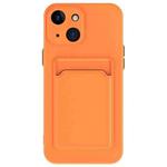 For iPhone 15 Plus Skin Feel Card Contrast Color Button TPU Phone Case(Orange)