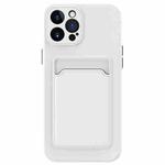 For iPhone 15 Pro Max Skin Feel Card Contrast Color Button TPU Phone Case(White)