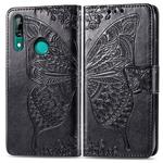 Butterfly Love Flowers Embossing Horizontal Flip Leather Case For Huawei P Smart Z with Holder & Card Slots & Wallet & Lanyard(Black)