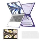 For MacBook Air 13.6 2022/2024  A2681 (M2) / A3113  (M3) ENKAY Hat-Prince 3 in 1 Protective Bracket Case Cover Hard Shell with TPU Keyboard Film / PET Screen Protector, Version:EU(Purple)