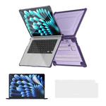 For MacBook Air 15.3 A2941 ENKAY Hat-Prince 3 in 1 Protective Bracket Case Cover Hard Shell with TPU Keyboard Film / PET Screen Protector, Version:EU(Purple)