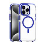 For iPhone 15 Pro Max Dual-color MagSafe TPU Hybrid Clear PC Shockproof Phone Case(Blue)