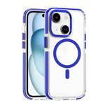 For iPhone 15 Plus Dual-color MagSafe TPU Hybrid Clear PC Shockproof Phone Case(Blue)