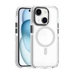 For iPhone 15 Plus Dual-color MagSafe TPU Hybrid Clear PC Shockproof Phone Case(White)