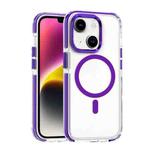 For iPhone 14 Plus Dual-color MagSafe TPU Hybrid Clear PC Shockproof Phone Case(Purple)