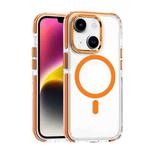 For iPhone 14 Dual-color MagSafe TPU Hybrid Clear PC Shockproof Phone Case(Orange)