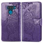 Butterfly Love Flowers Embossing Horizontal Flip Leather Case for LG Q60 , with Holder & Card Slots & Wallet & Lanyard(Dark purple)