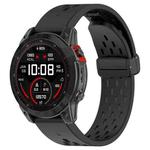 For Garmin Fenix 7X Quick Release Holes Magnetic Buckle Silicone Watch Band(Black)