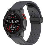 For Garmin Fenix 6X Sapphire GPS Quick Release Holes Magnetic Buckle Silicone Watch Band(Dark Gray)