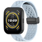 For Amazfit Bip 5 Folding Magnetic Clasp Silicone Watch Band(Light Blue)