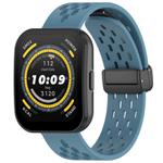 For Amazfit Bip 5 Folding Magnetic Clasp Silicone Watch Band(Blue)