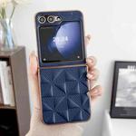 For Samsung Galaxy Z Flip5 5G Plating Plaid PU All-inclusive Shockproof Phone Case(Blue)