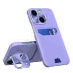 For iPhone 15 Two-Color Invisible Lens Holder Phone Case(Purple)