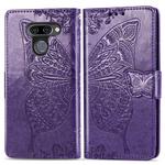 Butterfly Love Flowers Embossing Horizontal Flip Leather Case for LG K50 , with Holder & Card Slots & Wallet & Lanyard(Drak purple)