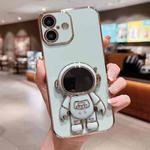 For iPhone 16 Electroplating Astronaut Holder Phone Case(Green)