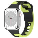 For Apple Watch Ultra 2 49mm Double Color Silicone Watch Band(Black+Green)