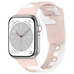 For Apple Watch 9 41mm Double Color Silicone Watch Band(Pink+White)