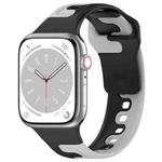 For Apple Watch SE 2023 44mm Double Color Silicone Watch Band(Black+Grey)
